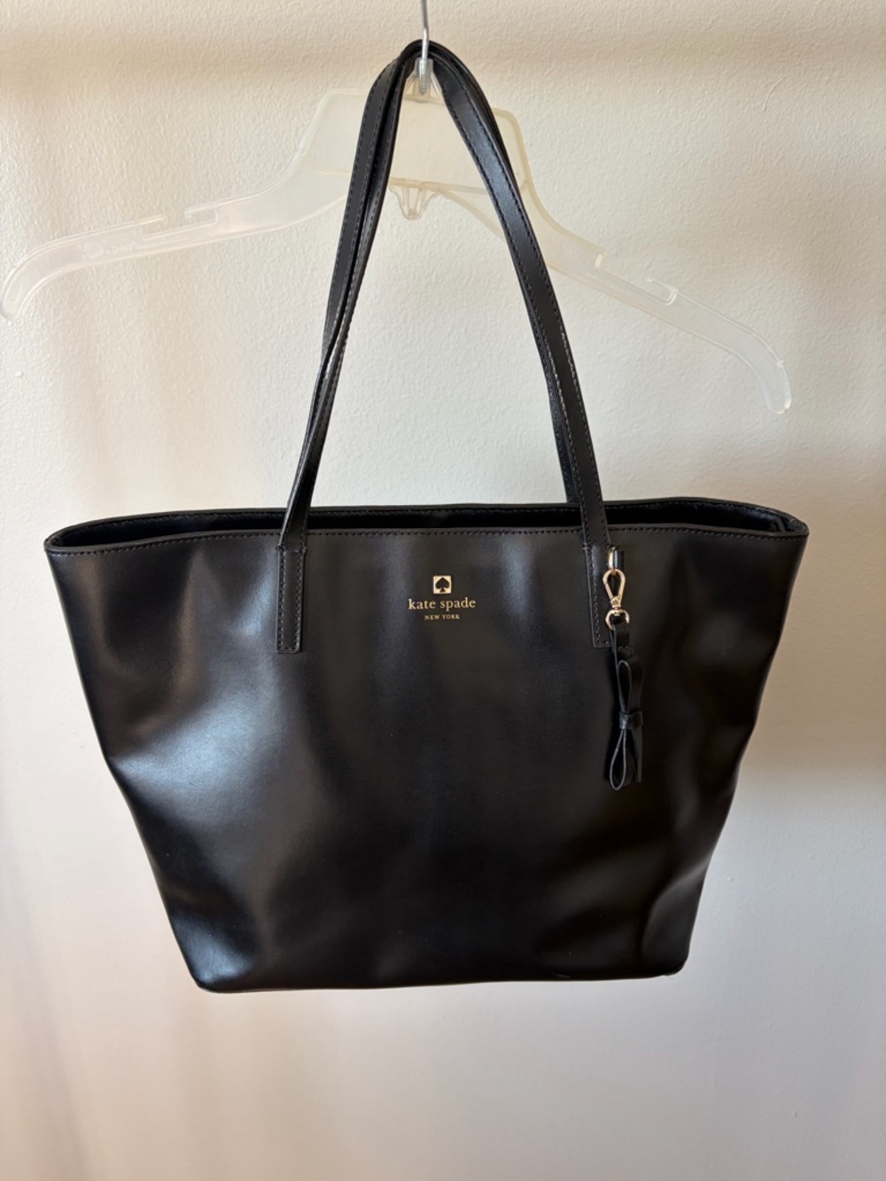 kate spade Black Leather Tote with Gold Logo